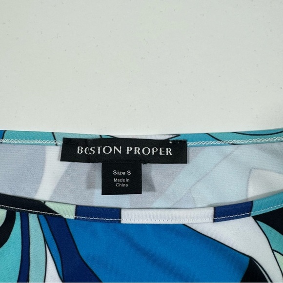 Boston Proper Blue Wave Knit Top Size Small Shirt - Picture 5 of 7